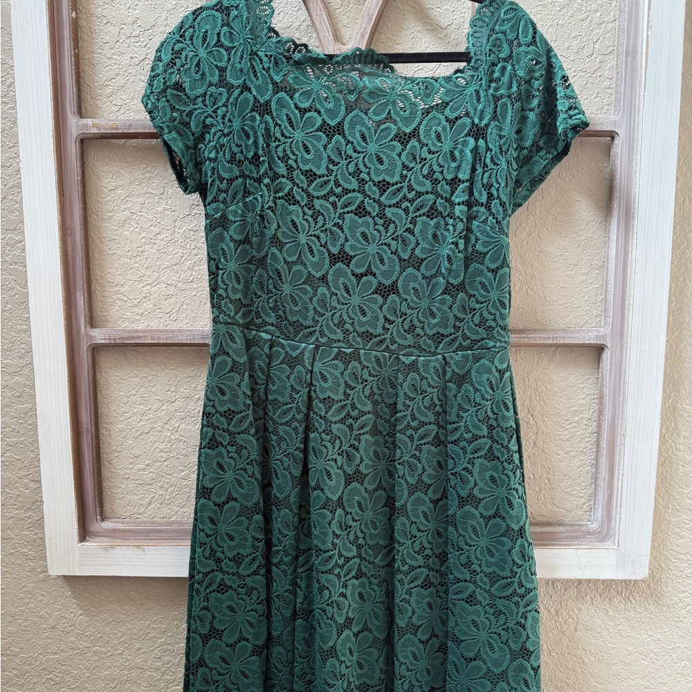 Green Lace Floral Dress